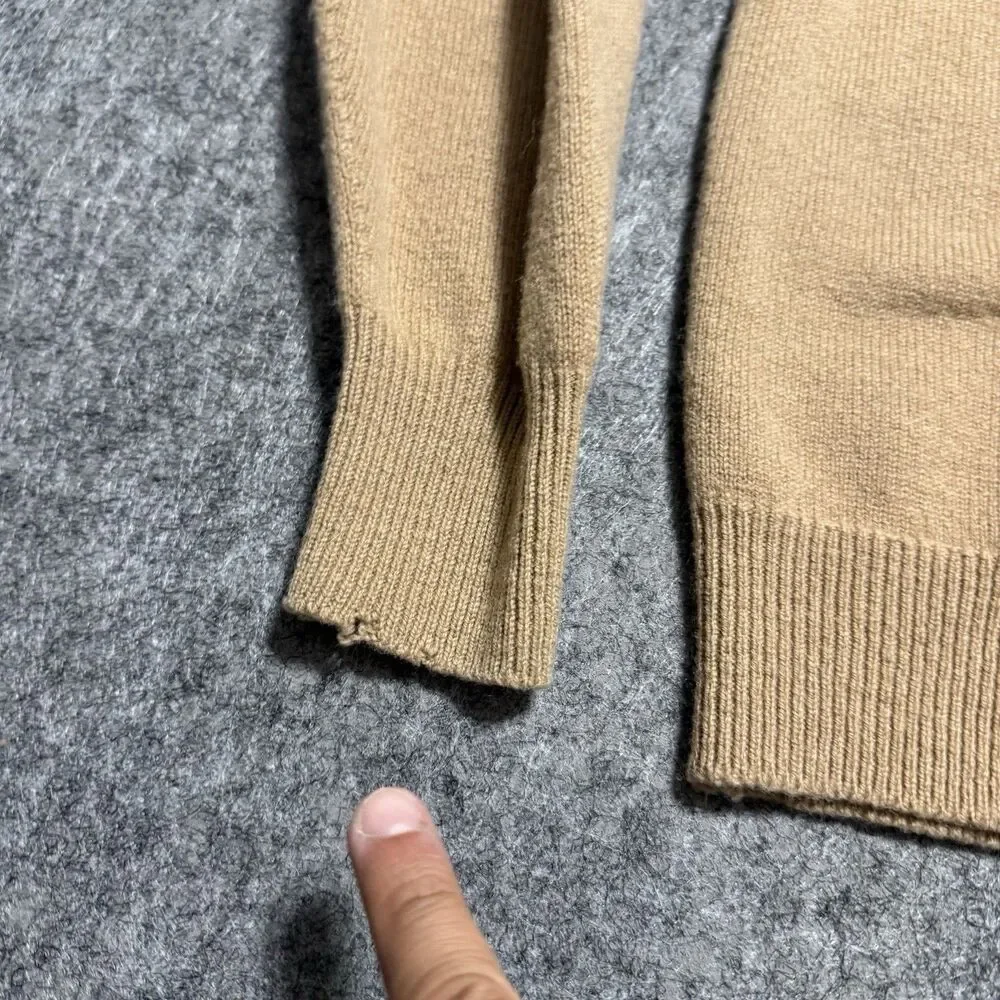 Vintage 80s 90s Made in U.K. Keebler Elf Pure Wool V Neck Sweater Tan Promo XL